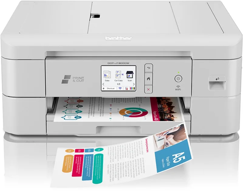 DCP-J1800DW Multifunctionele printer Inkjet Kleur A4 Printen, scannen, kopiëren ADF, Cutter, LAN, WiFi, USB von Brother in Weiß – Produktfoto 1 von 2