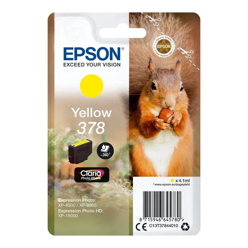 Squirrel 378 Claria Photo HD inkt, geel, enkele verpakking de Epson – photo produit