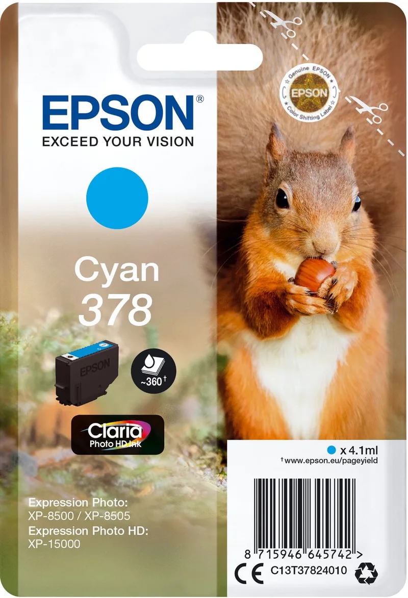 Squirrel 378 Eekhoorn Claria Photo HD afzonderlijke inkt von Epson in Cyaan – Produktfoto