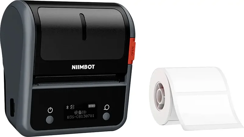 B3S_P Portable thermal label printer Etikettendrucker Thermodirekt 203 x 203 dpi Etikettenbreite (max.): 75 mm Bluetooth®, USB von Niimbot in Schwarz – Produktfoto