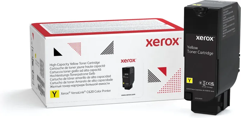 VersaLink C620 gul tonerkassett med høy kapasitet (12 000 sider) van Xerox – productfoto