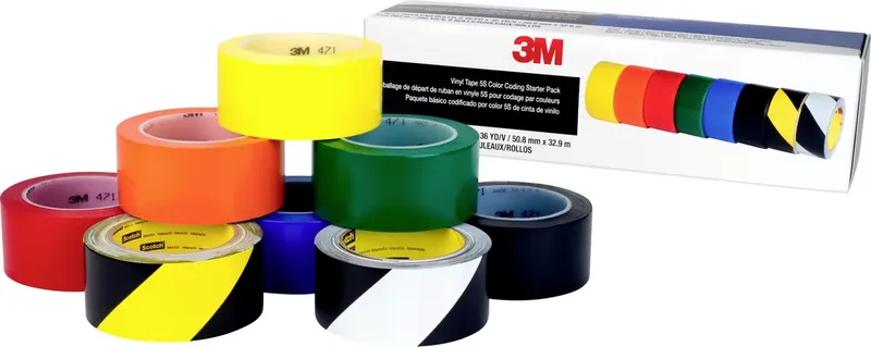 3M 471DEMO5S Klebeband Gelb, Orange, Rot, Grün, Blau, Schwarz, Gelb/Schwarz, Weiß/Schwarz (L x B) 33 m x 50 mm 8 St. by 3M – product photo