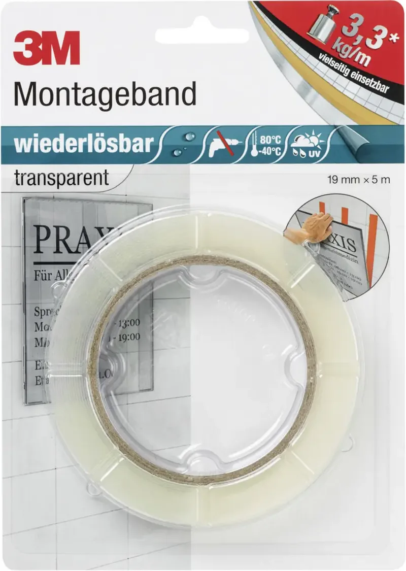 PX5011 8899195 Doppelseitiges Klebeband Transparent (L x B) 5 m x 19 mm 1 St. van 3M – productfoto