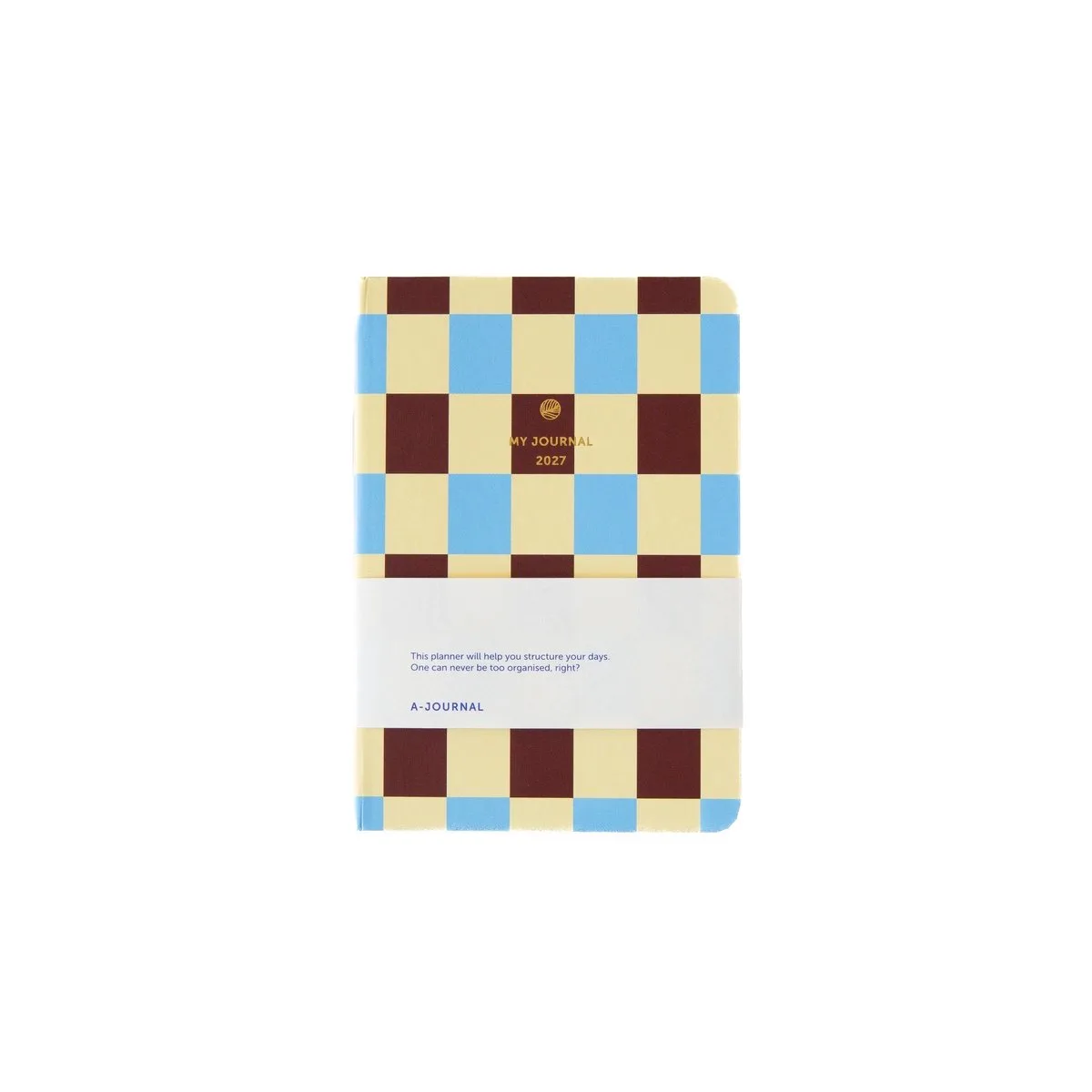 A6 My Journal Agenda 2027 - Checked Vanille Chocolade van A Journal in Blauw – productfoto