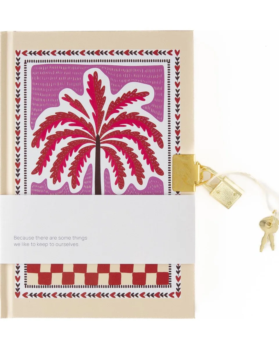 Dagboek met slotje - Roze - harde kaft van A Journal in Palmboom – productfoto
