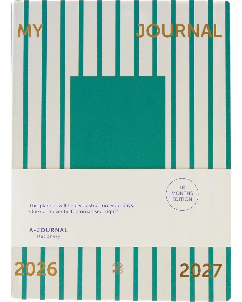 My Journal - 18 maanden agenda 2026-2027 - A5 - groene strepen van A Journal in Green Stripes – productfoto