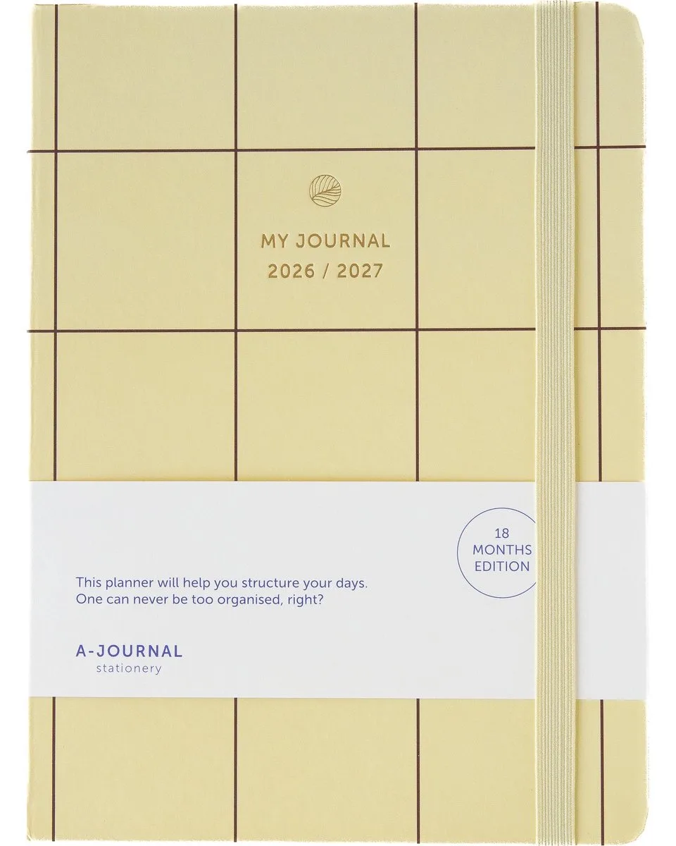 My Journal - Agenda 18 maanden 2026-2027 - Geruit vanillegeel - A5 van A Journal in Vanille geel – productfoto