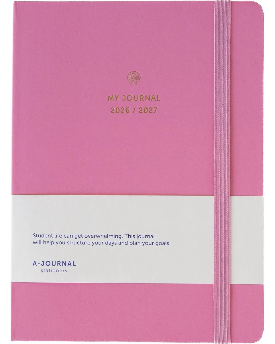 My Journal - Schoolagenda 2026-2027 - A5 van A Journal in Roze – productfoto