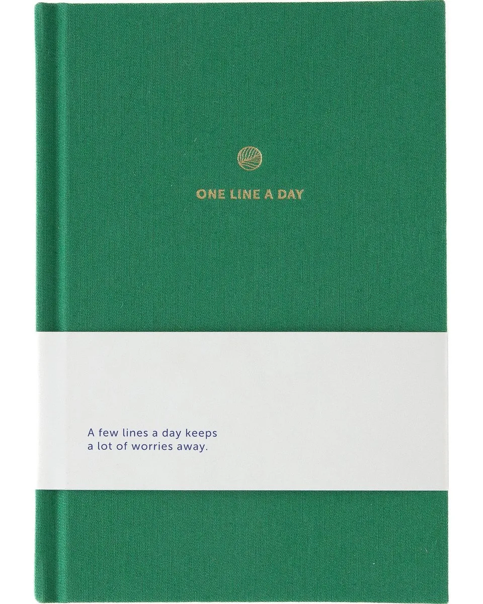 One Line a Day - Dagboek voor 5 jaar - Groen linnen de A Journal en Emerald Groen – photo produit