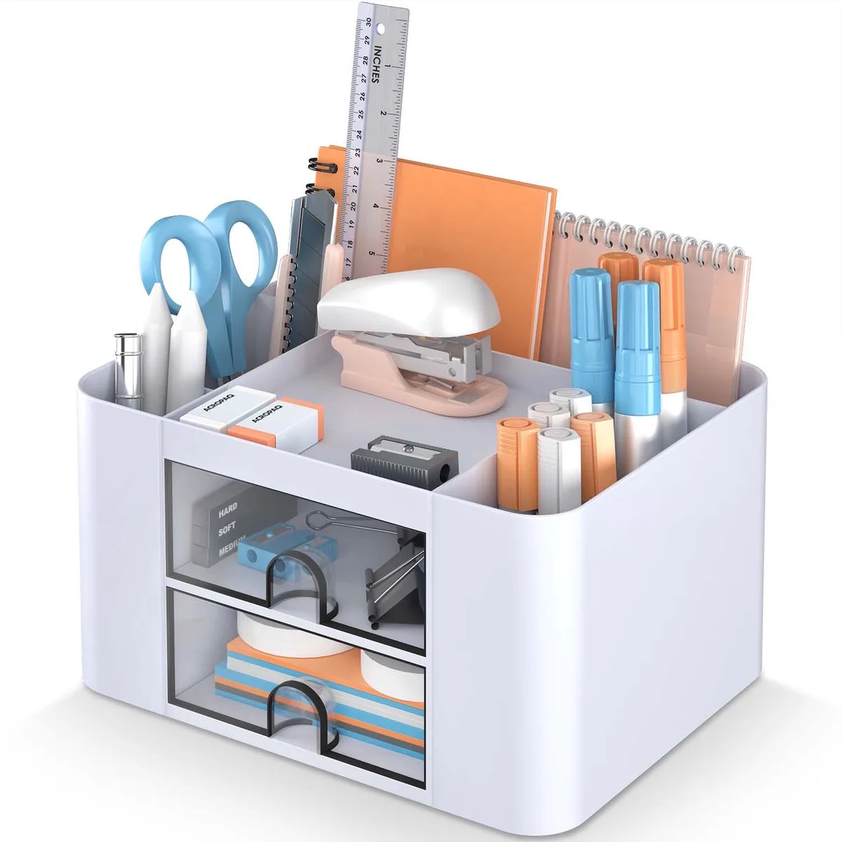 Bureau organizer met brievenbakjes en lades - Bureauorganizer - Brievenhouder - Bureau bakjes - Bureau accessoires fra Acropaq i Hvid – produktbillede