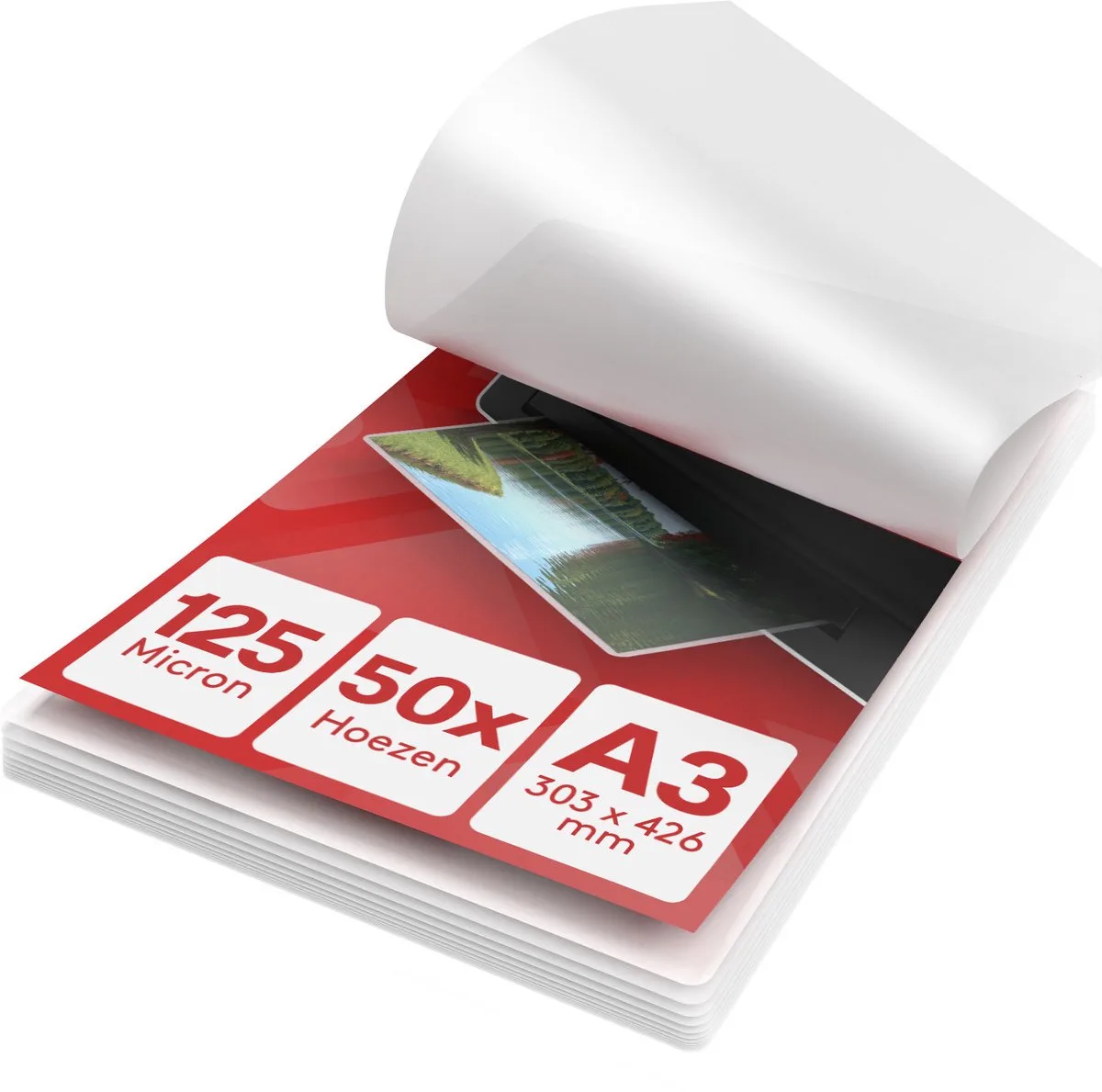 Lamineerhoezen A3 – 50 stuks, 2x125 (250) micron, Glanzend afwerking, Afgeronde hoeken – Lamineerfolie, Lamineerhoes, Lamineervellen von Acropaq in Transparent – Produktfoto