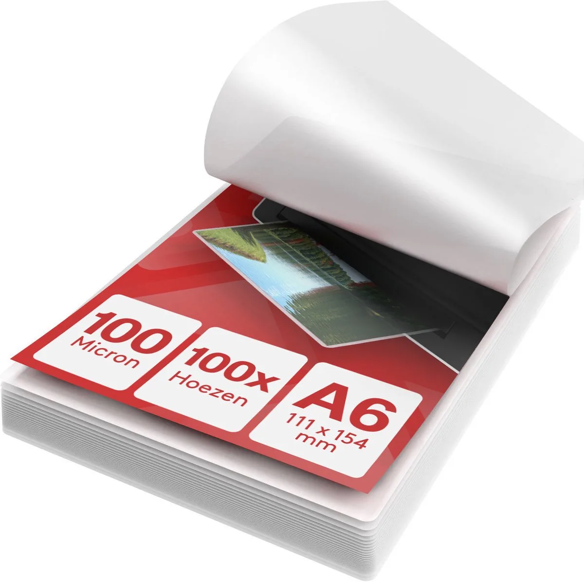 Lamineerhoezen A6 – 100 stuks, 2x100 (200) micron, Glanzend afwerking, Afgeronde hoeken – Lamineerfolie, Lamineerhoes, Lamineervellen de Acropaq en Transparent – photo produit