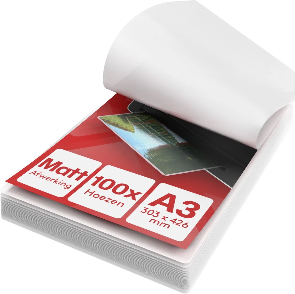 Lamineerhoezen mat A3 – 100 stuks, 2×100 (200) micron, Antireflecterend, Anti-vingerafdruk, Afgeronde hoeken – Lamineerfolie, Lamineerhoes, Lamineervellen von Acropaq in Transparent – Produktfoto
