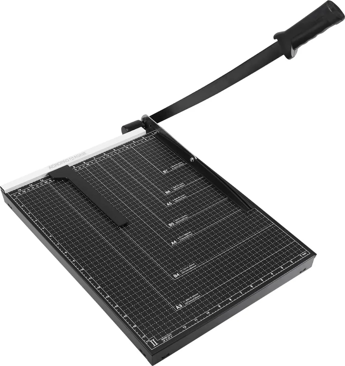 Papiersnijder A4 - Voor Maximaal 8 Vellen Papier - Snijlengte tot 460 mm - Compacte Papiersnijmachine - Veilig Ontwerp zonder Blootliggend Mes fra Acropaq i Sort – produktbillede