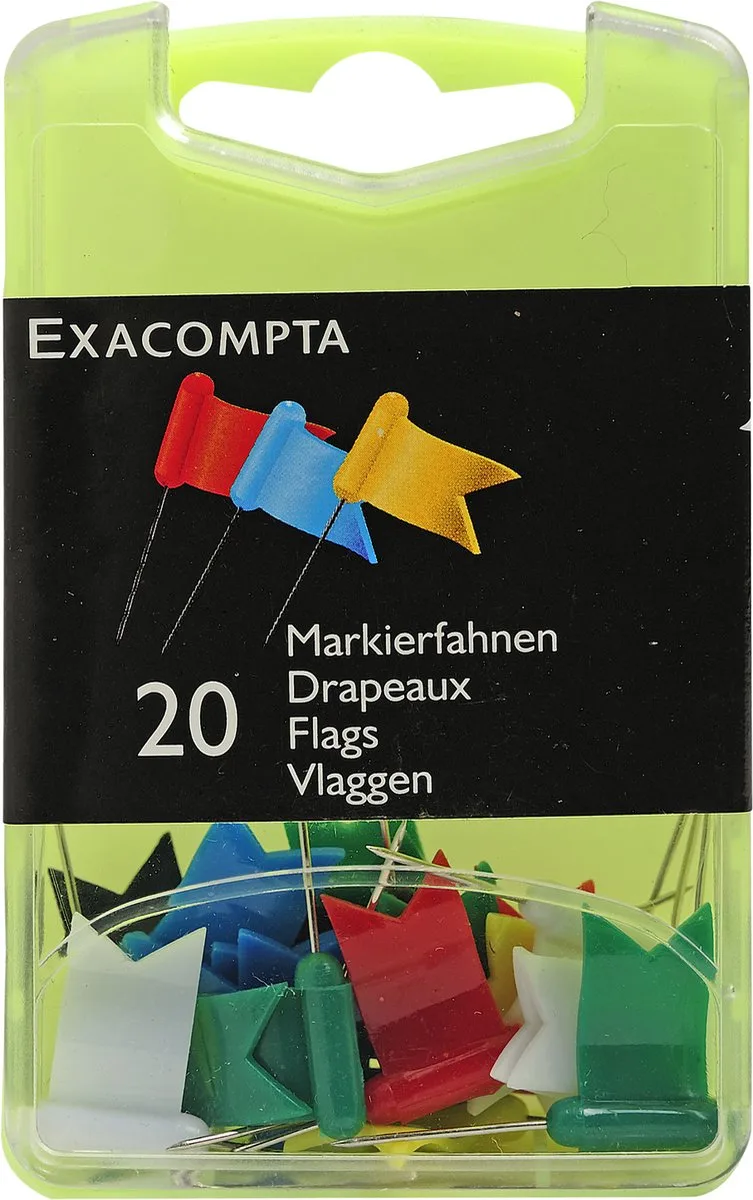 Punaise vlaggetjes - 20 stuks, Voor prikbord, memobord of wereldkaart de Acropaq en Geassorteerd – photo produit