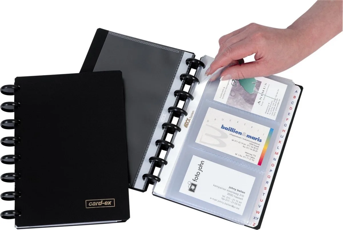 Card-Ex A5 Visitekaart map voor 120 kaartjes fra Adoc i Sort – produktbillede
