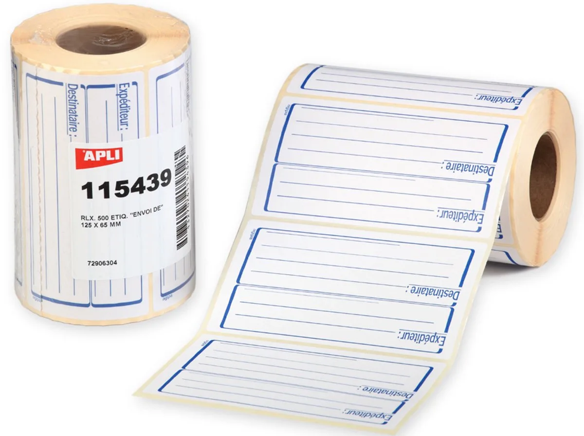 Afzender/ontvanger etiketten, 65 x 125 mm de Agipa en Blanc – photo produit