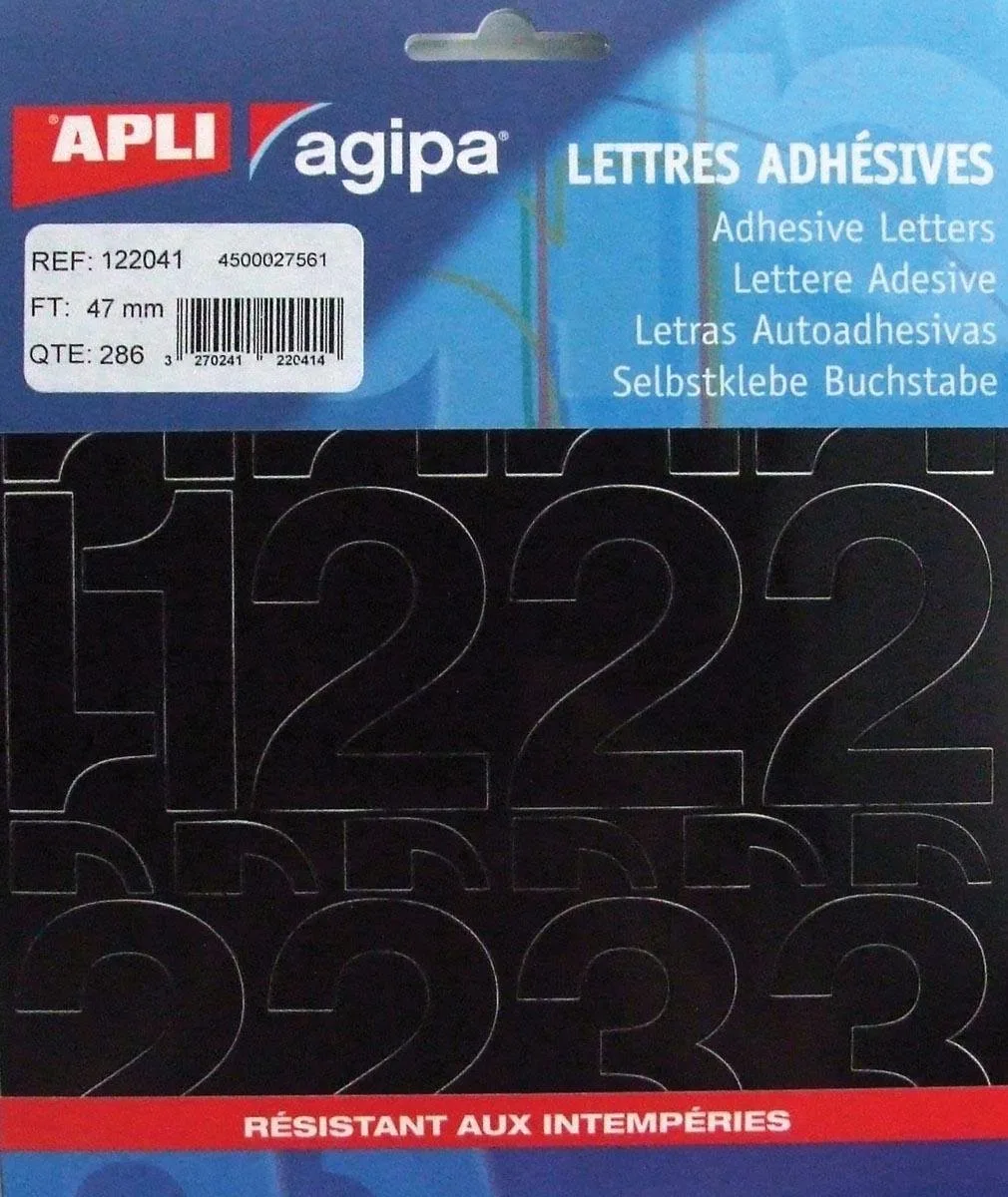 etiketten cijfers letterhoogte 47 mm | 286 cijfers by Agipa in Black – product photo