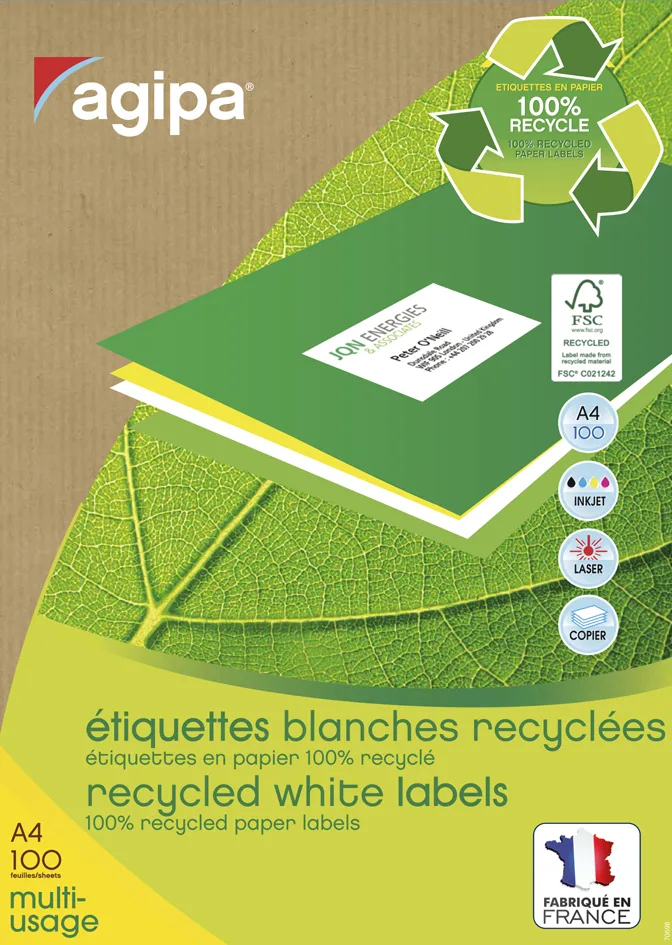 Recycling Vielzweck-Etiketten, 105 x 37 mm, weiß van Agipa – productfoto