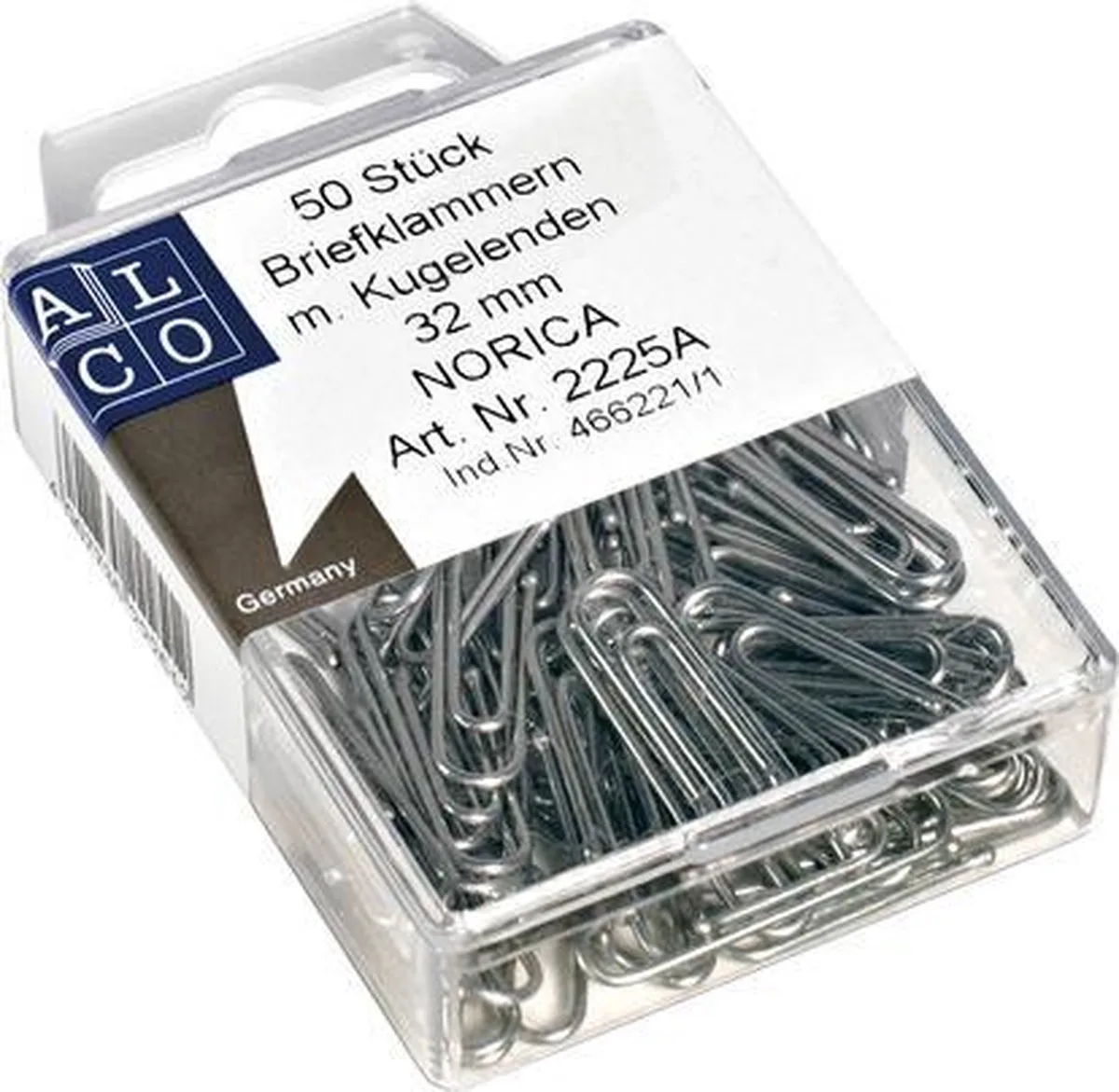 paperclips Norica 32mm verzinkt met kogeleind doos a 50 stuks de Alco en Argent – photo produit