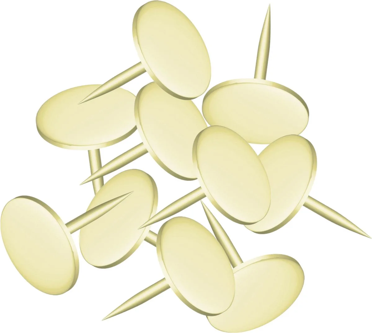 Prikbord punaises met platte kop - set 360x stuks - goud - metaal - kantoor artikelen by Alco in Gold – product photo