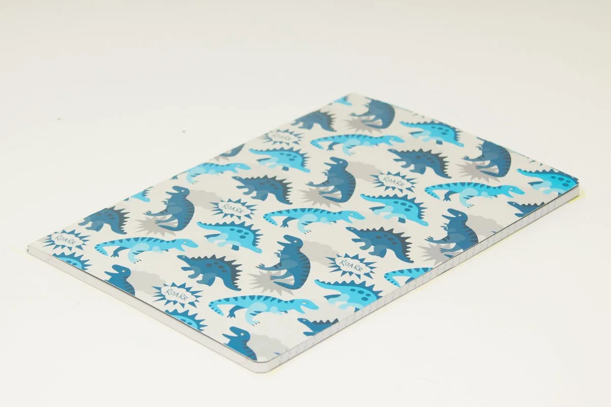Schrift B'LOG DINO A4 lijn 48 vel 90 grams van Ancor in Gijs, Blauw – productfoto