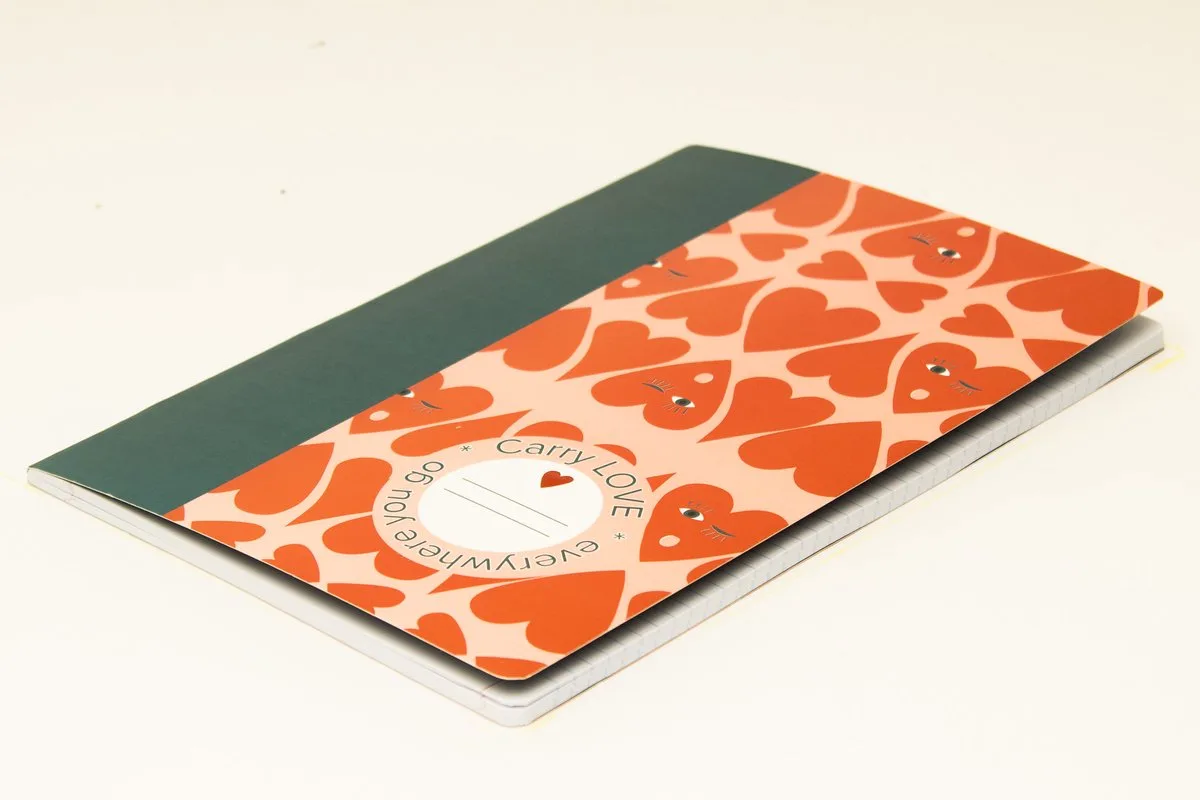 Schrift B'LOG HEARTS Stripe A5 lijn 48 vel 90 grams fra Ancor i Rød – produktbillede