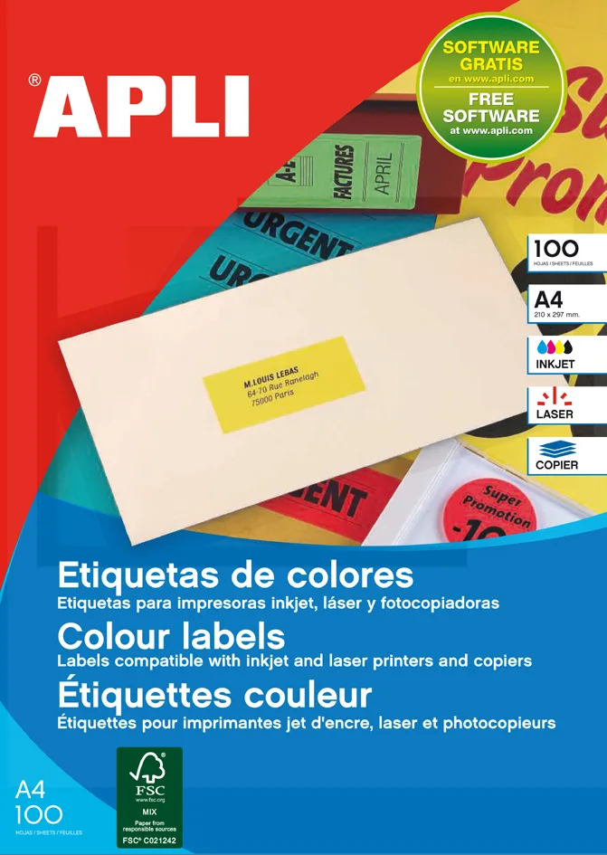 Adress-Etiketten, 105 x 148,5 mm, gelb by Apli – product photo