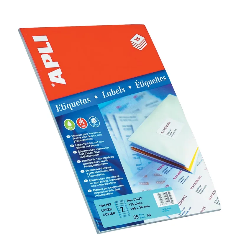 etiketten ft 105 x 37 mm (b x h), rechte hoeken, 400 stuks, 16 per blad (1214) by Apli – product photo