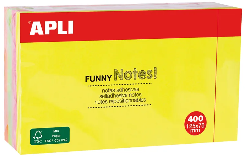 Haftnotiz-Würfel , FUNNY Notes!, ,125 x 75 mm, sortiert by Apli – product photo