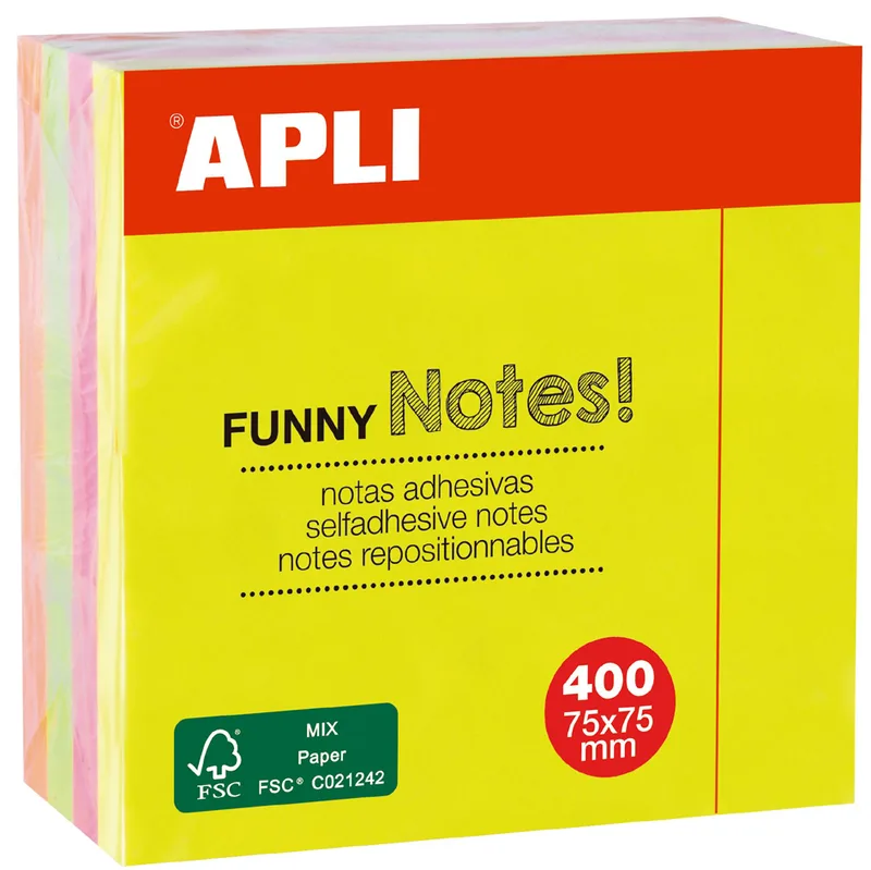 Haftnotiz-Würfel , FUNNY Notes!, , 75 x 75 mm, sortiert by Apli – product photo