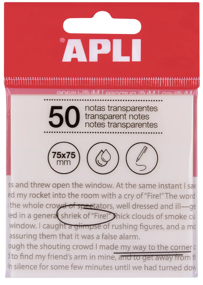 Haftnotizen, 75 x 75 mm, farblos transparent fra Apli – produktbillede