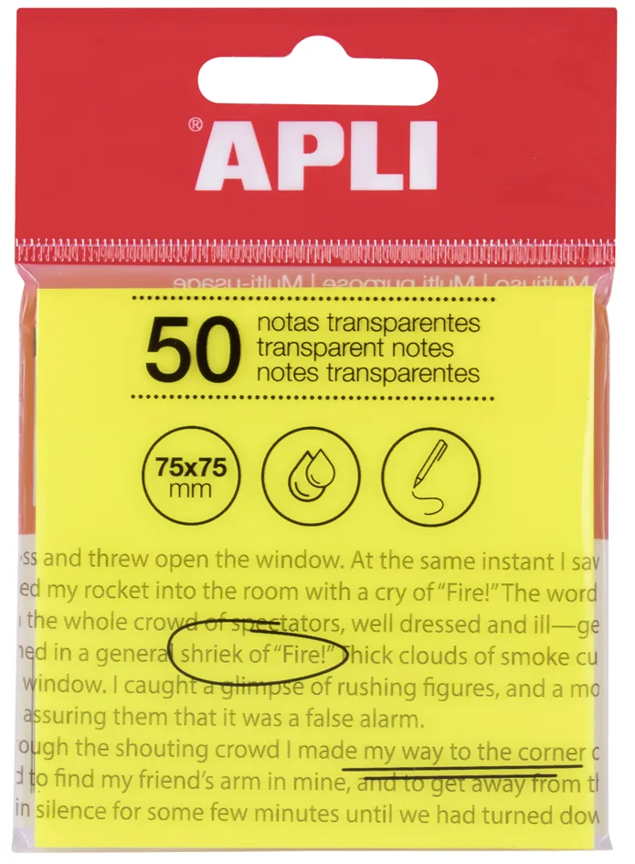 Haftnotizen, 75 x 75 mm, gelb transparent by Apli – product photo