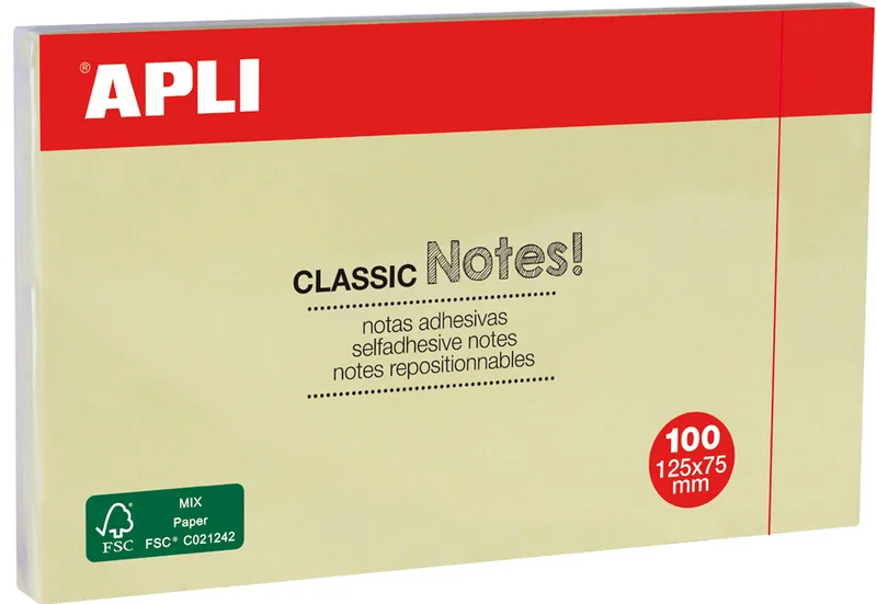 Haftnotizen , CLASSIC Notes!, , 125 x 75 mm, gelb de Apli – photo produit