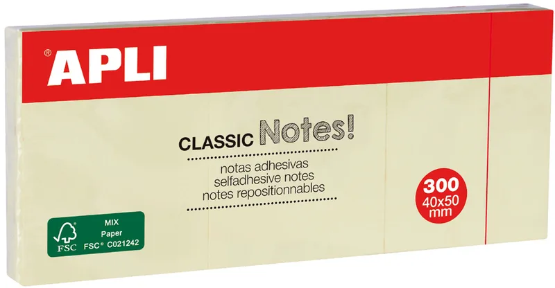 Haftnotizen , CLASSIC Notes!, , 40 x 50 mm, gelb by Apli – product photo