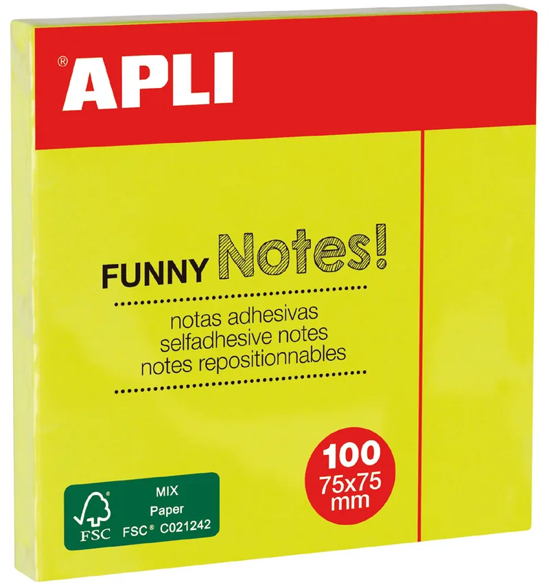 Haftnotizen , FUNNY Notes!, , 75 x 75 mm, neongelb de Apli – photo produit