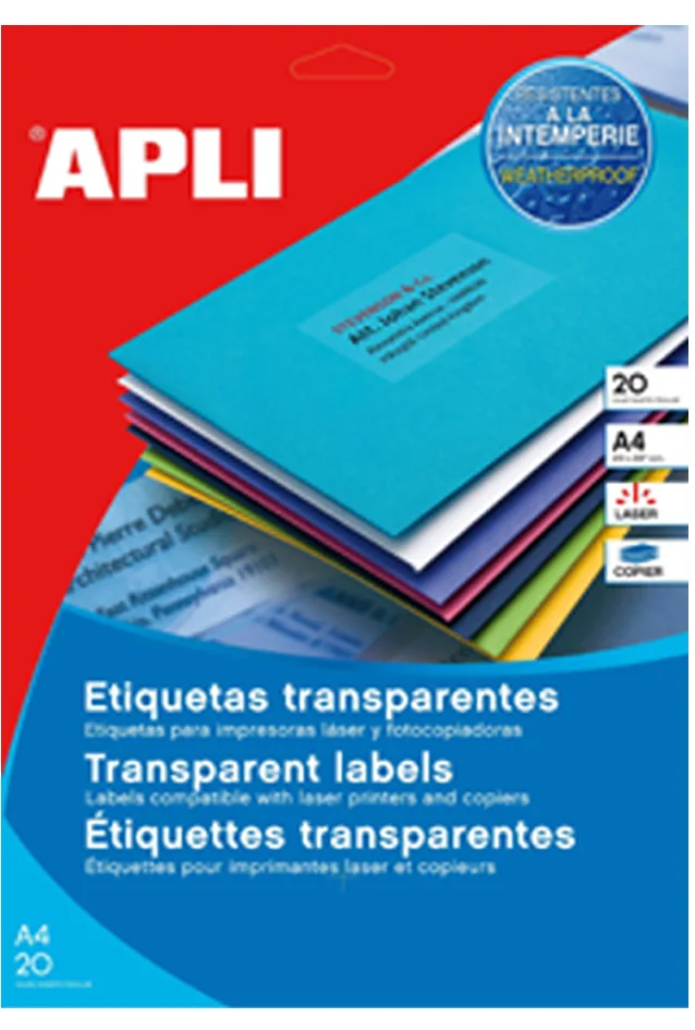 Transparente Adress-Etiketten, 210 x 297 mm van Apli – productfoto