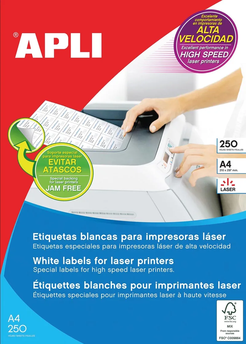 witte etiketten ft 70 x 35 mm (b x h), 6.000 stuks, 24 per blad (2519) by Apli – product photo