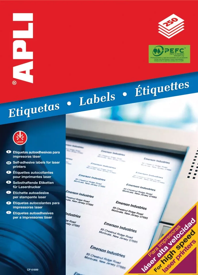 witte etiketten ft 70 x 37 mm (b x h), 6.000 stuks, 24 per blad (2520) by Apli – product photo