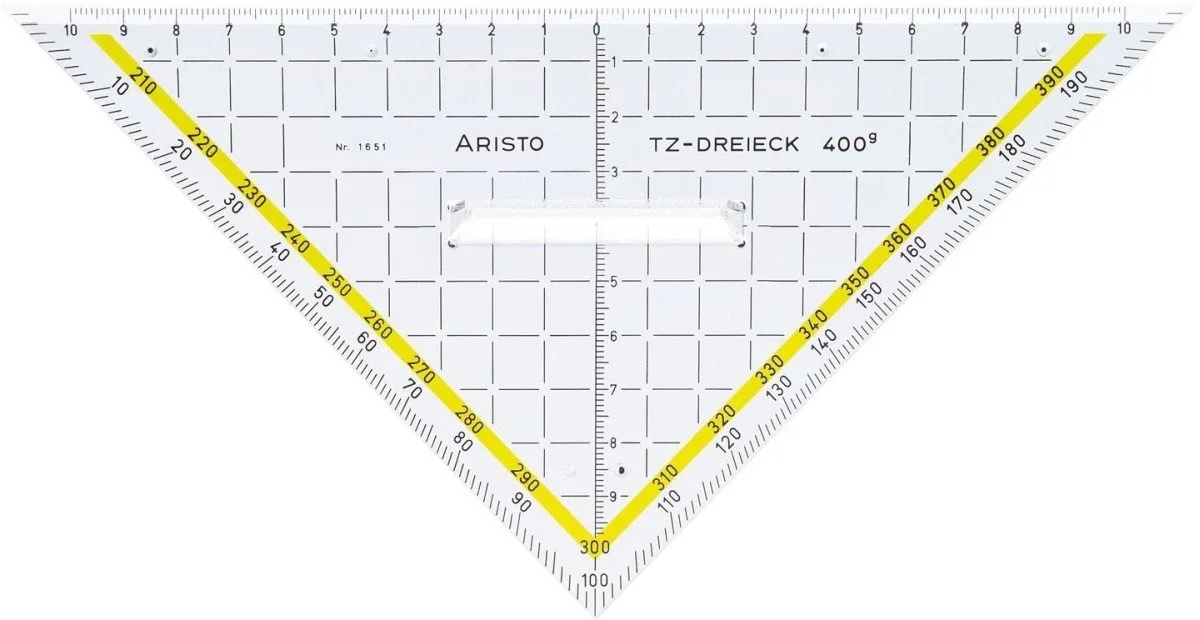 Geodreieck Zeichendreieck 400 Grad TZ-Dreieck Acryl 225mm glasklar van Aristo – productfoto