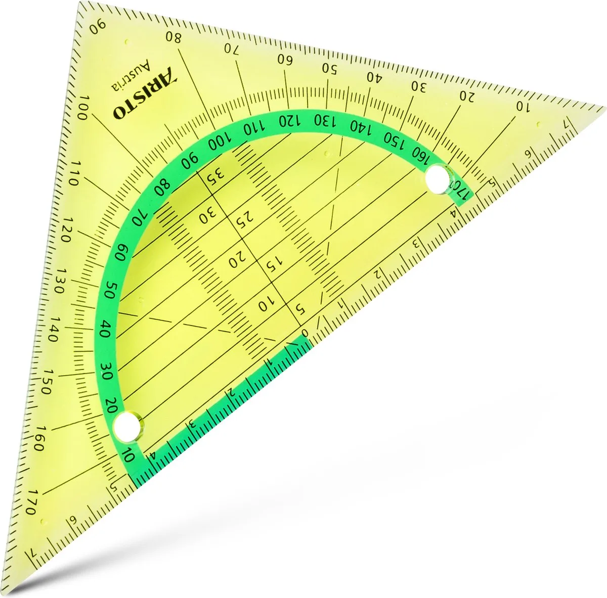 geodriehoek - GEOflex - schaalverdeling 14cm - flexibel - AR-23009NG van Aristo in Neon groen – productfoto
