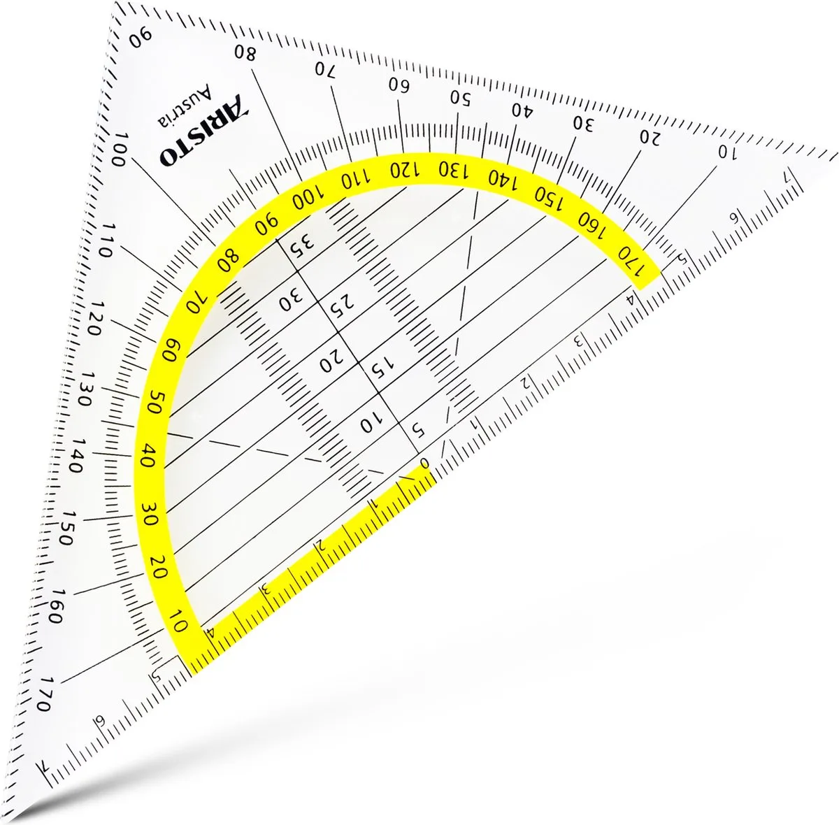 geodriehoek - GEOflex - schaalverdeling 14cm - flexibel - AR-23011 van Aristo in Transparant – productfoto