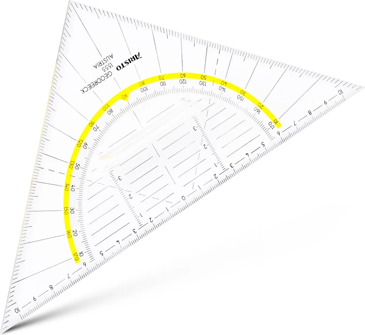 Geodriehoek - Lengte 22,5 cm - Greep van Aristo in Transparant – productfoto