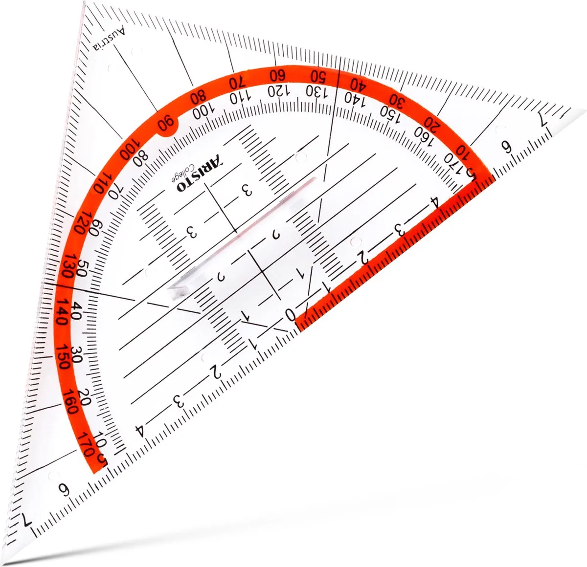 geodriehoek - schaalverdeling 14 cm - onbuigzaam - met greep - AR-23003 by Aristo in Transparent – product photo