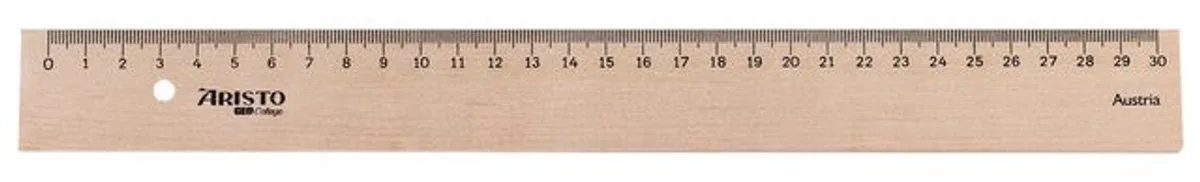 liniaal - GEOCollege - lengte 30cm - mm/cm schaalverdeling - berkenhout met metaalinleg - AR-23330 van Aristo in Bruin – productfoto