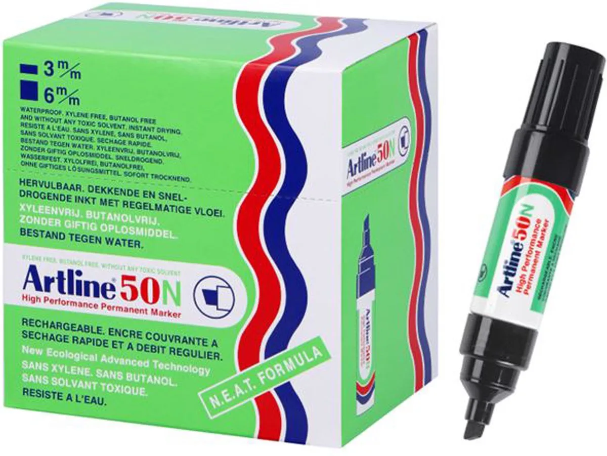 ARTLINE 50 NEAT - Permanent Marker - Doos van 12 stuks - 3,0-6,0mm Lijndikte fra Artline i Sort – produktbillede