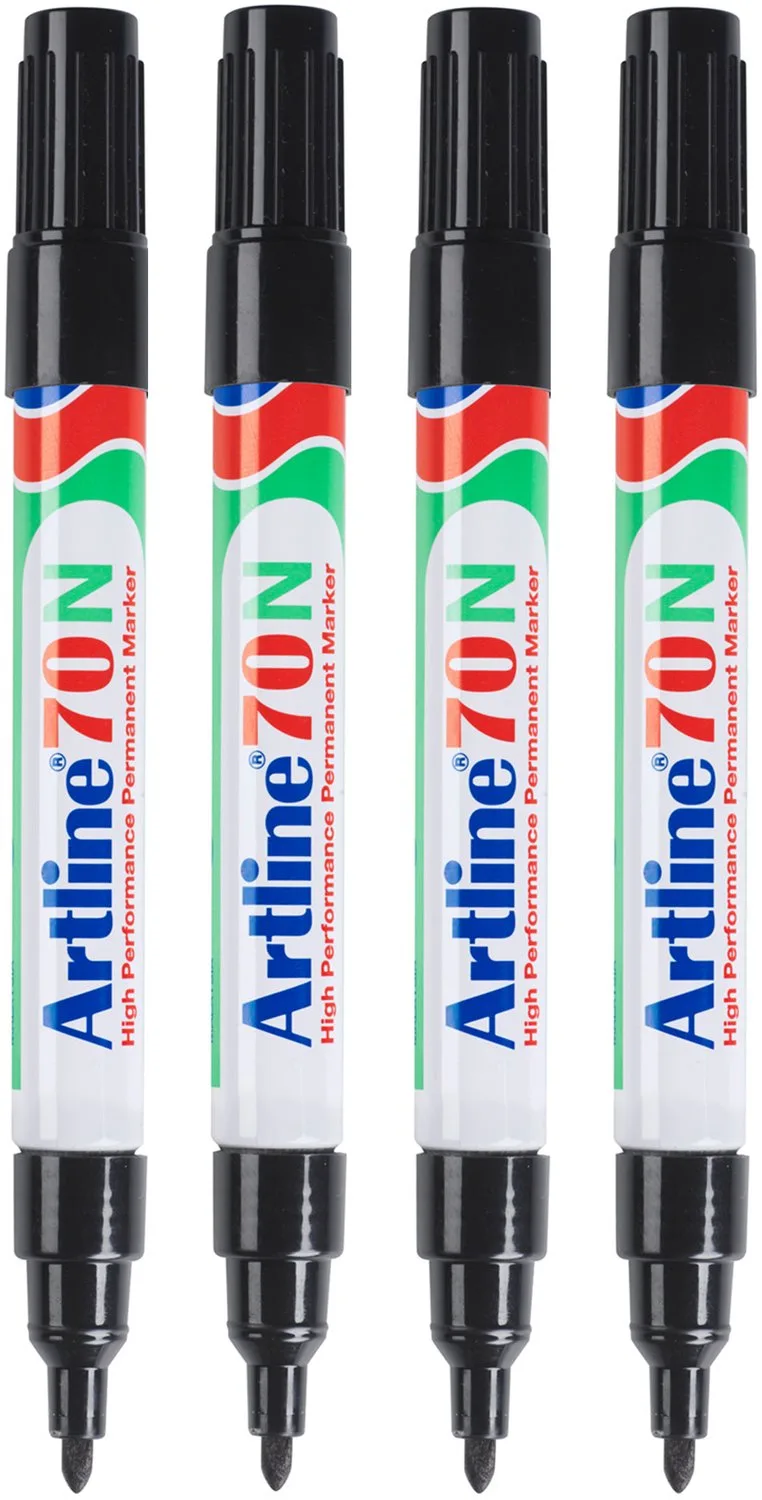 Artline 70 Neat Permanent Markers - Set van 4 markers - Met een kogelpunt van 1,5 mm de Artline en Noir – photo produit
