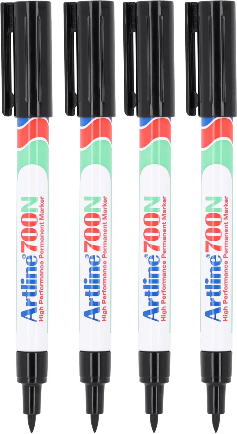 Artline 700 NEAT Permanent Markers - Set van 4 markers - Met een kogelpunt van 0,7mm van Artline in Zwart – productfoto