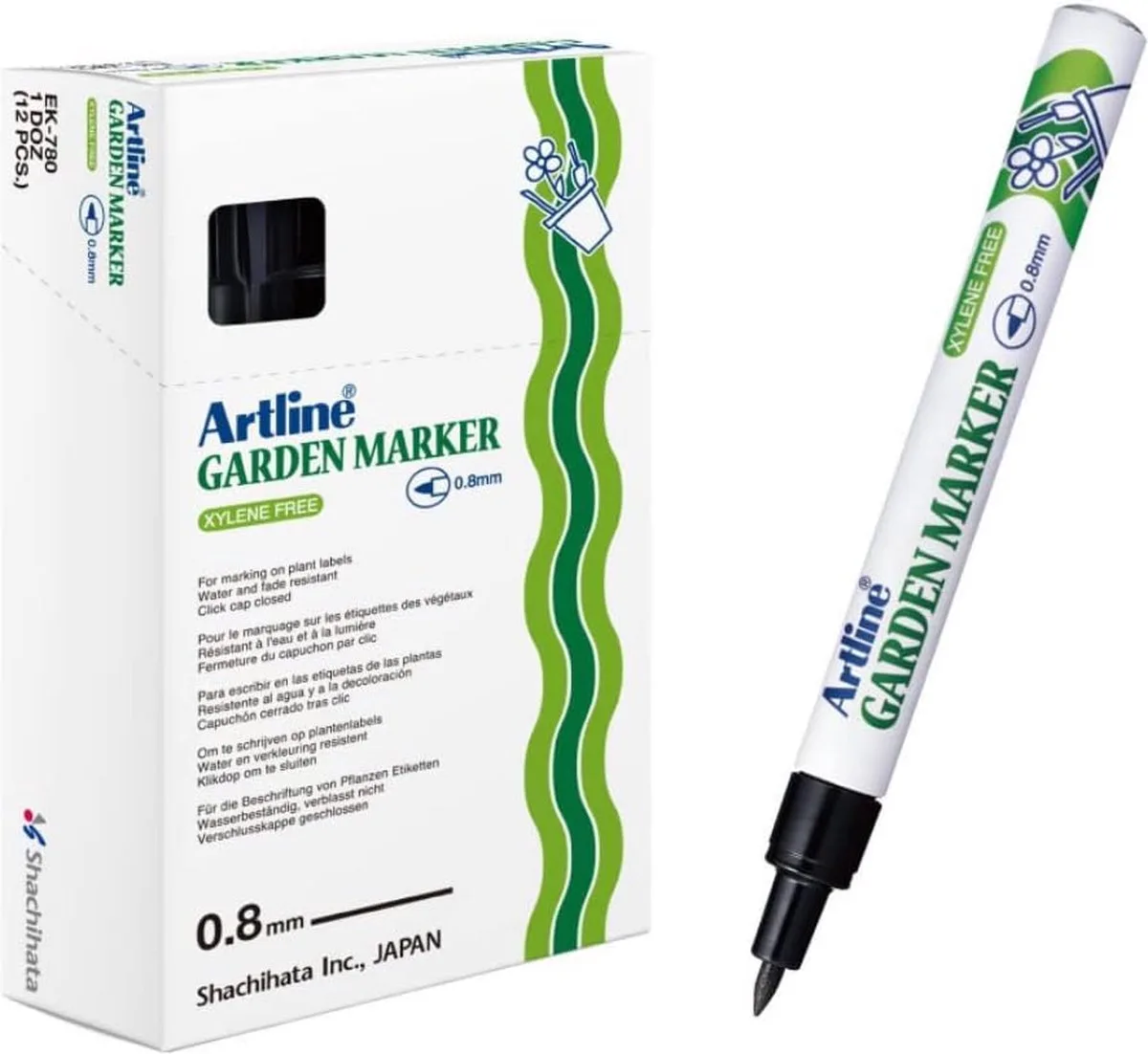 Artline 780 Garden Permanent Markers - Set 12 Stuks - Kogelpunt 0,8mm - Watervast & UV-bestendig fra Artline i Sort – produktbillede