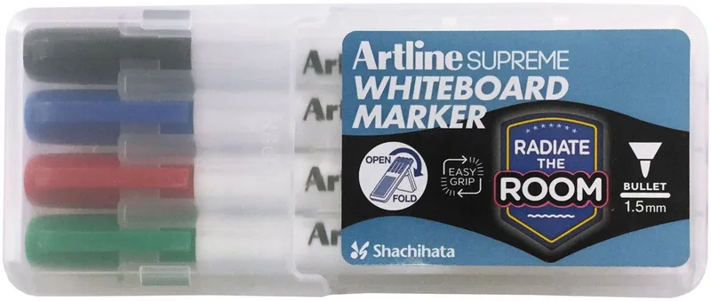 Supreme whiteboardmarker, etui van 4 stuks, assorti van Artline – productfoto